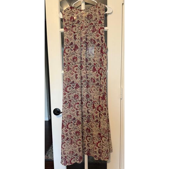 Boho long duster vest beige/red/blue floral L/XL Mossimo - Picture 4 of 7